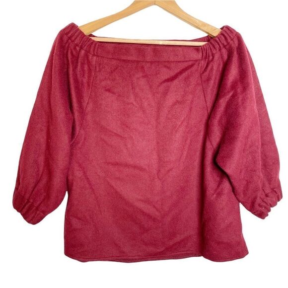 Blaque Label Off Shoulder Top in Bordeaux Wool Blend - Picture 3 of 8